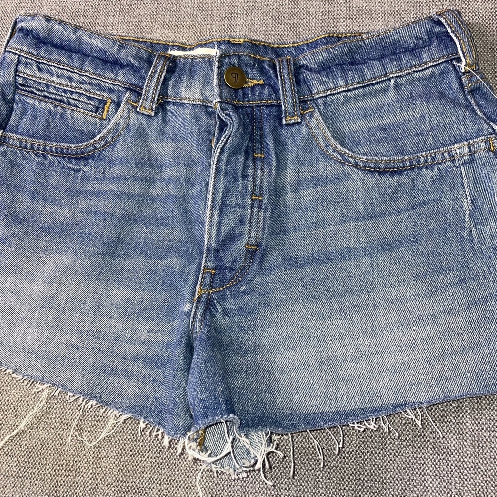 Anthropologie Pilcro Denim Shorts Women 27 Blue Casual Frayed Hem Forsythia Wash - Picture 2 of 11